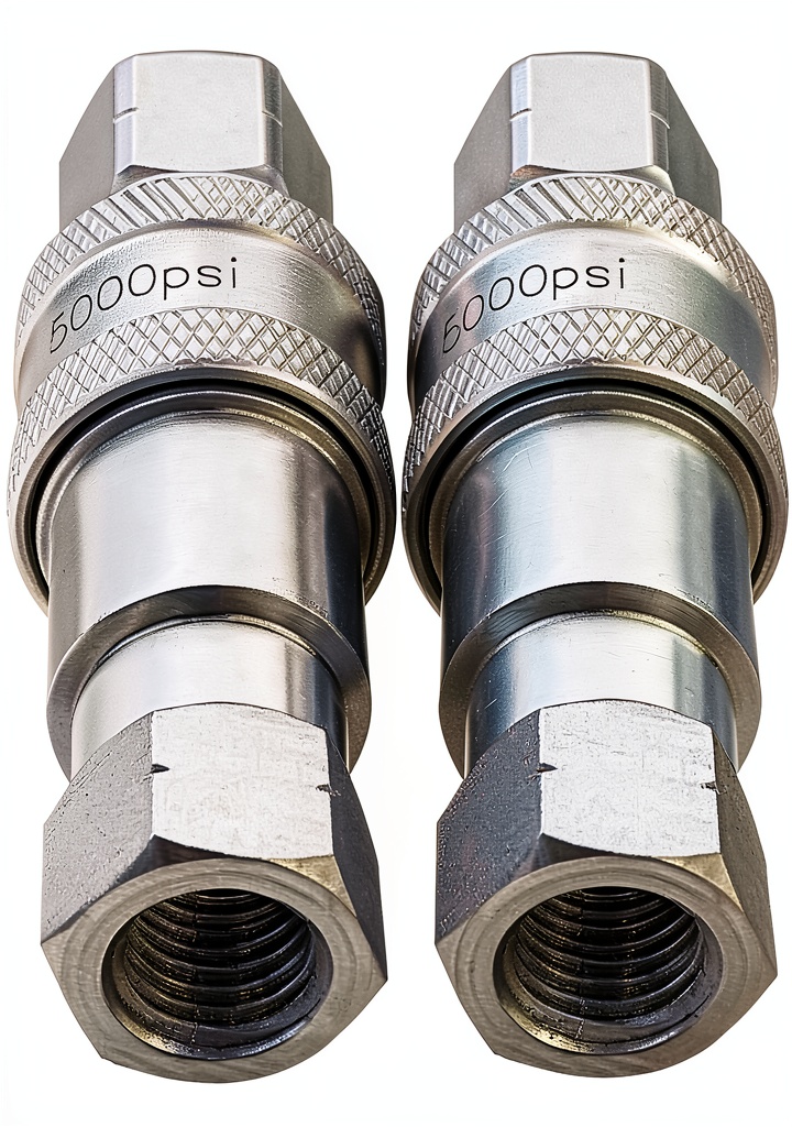 'FUYEAR 1/4 inch hydraulic quick coupler in silver stainless steel'