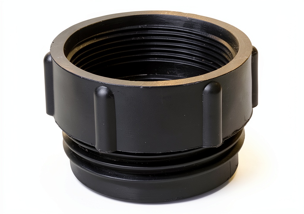 Dafna 2 inch NPT adapter showing black polypropylene construction and thread details