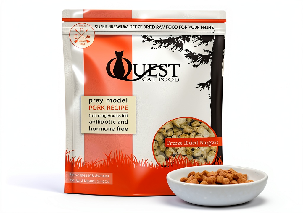 Steve's Real Food Freeze-Dried Cat Food package and contents