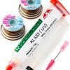 KL-533 Liquid Flux Kellyshun No Clean Rosin Flux with 5 ft Wick 2 Pack-0