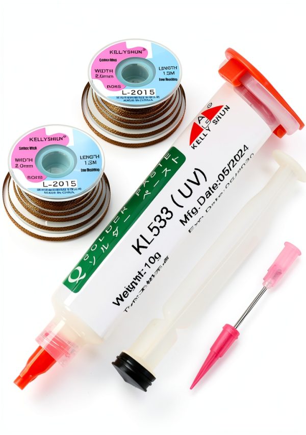 KL-533 Liquid Flux Kellyshun No Clean Rosin Flux with 5 ft Wick 2 Pack-0