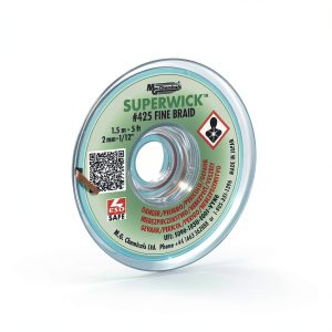 MG Chemicals - 425 Desoldering Braid #3 Fine Braid Super Wick with RMA Flux, 5' Length x 0.075" Width, Green-0